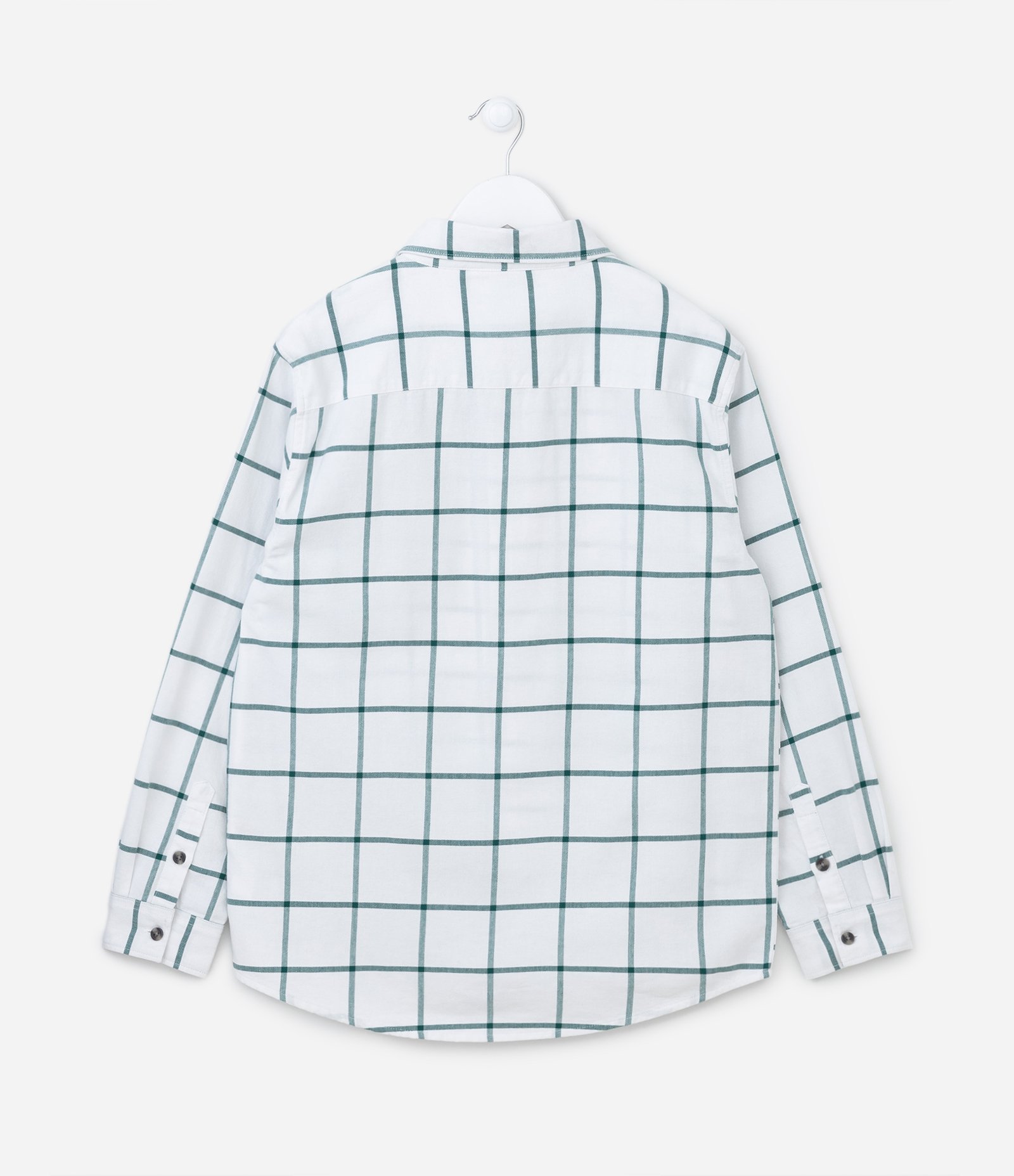 Camisa Infantil com Estampa Xadrez e Bolsinho - Tam 5 a 14 anos Off White 2
