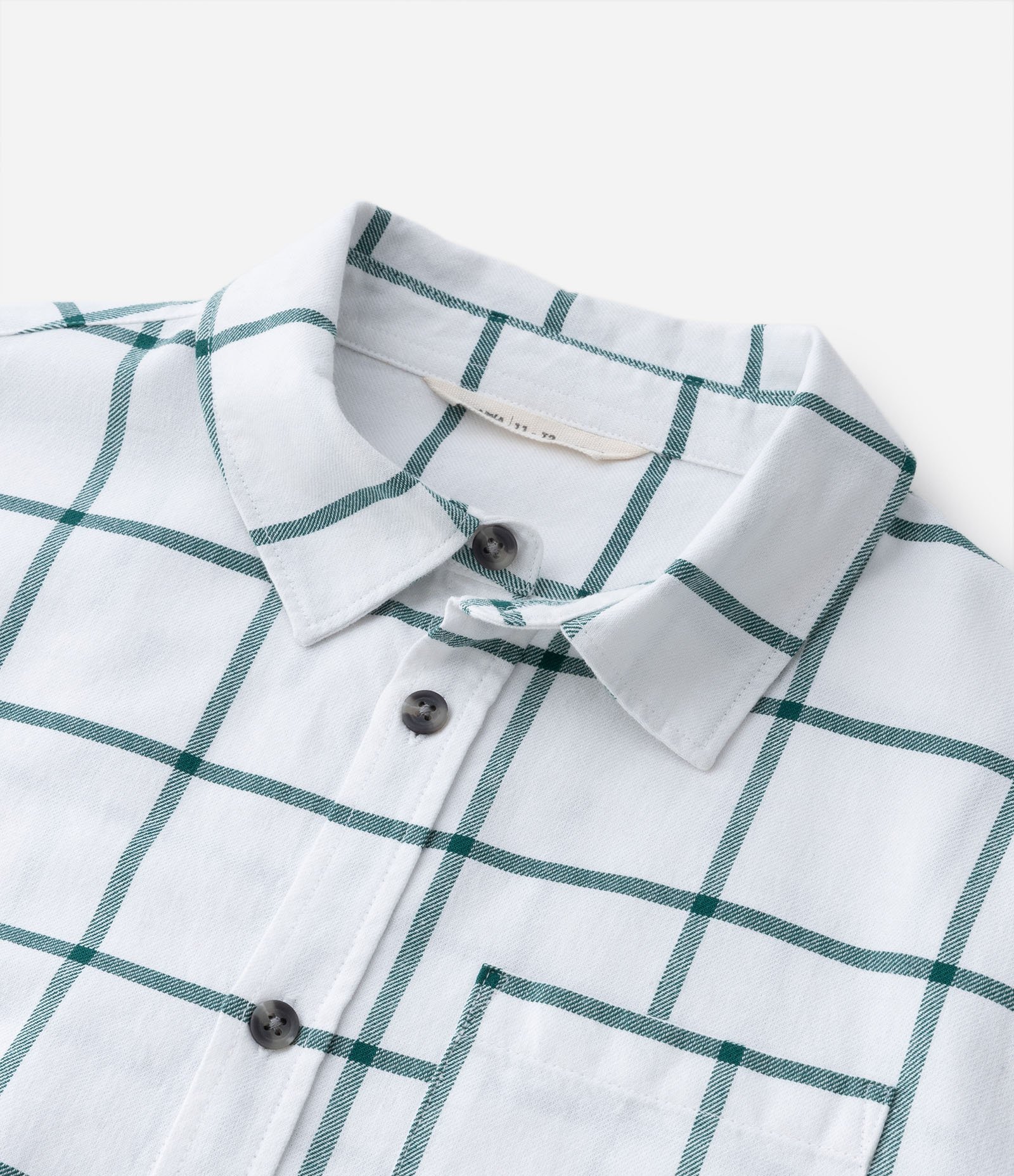 Camisa Infantil com Estampa Xadrez e Bolsinho - Tam 5 a 14 anos Off White 7