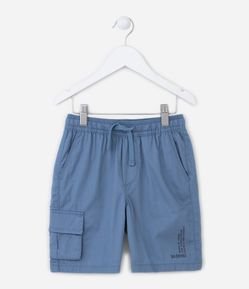 Bermuda Infantil com Bolso Cargo e Estampa de Lettering - Tam 5 a 14 anos