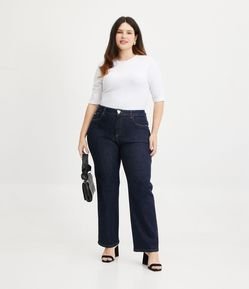 Calça Reta Jeans com Botão Diferenciado Curve & Plus Size