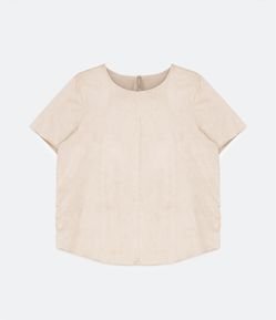 Blusa em Suede com Manga Curta Curve & Plus Size