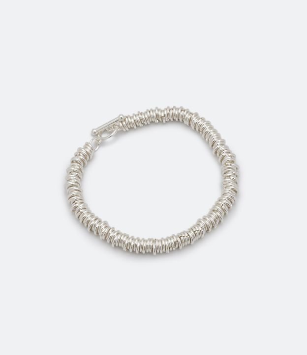 Pulsera en Pequeños Aros y Cierre en T Plateado 2