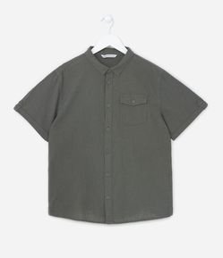 Camisa Infantil em Linho com Bolsinho - Tam 5 a 14 anos