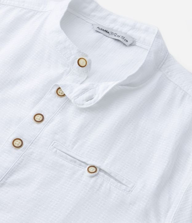 Camisa Bata Infantil Texturizada com Botões Diferenciados - Tam 5 a 14 anos Branco 6