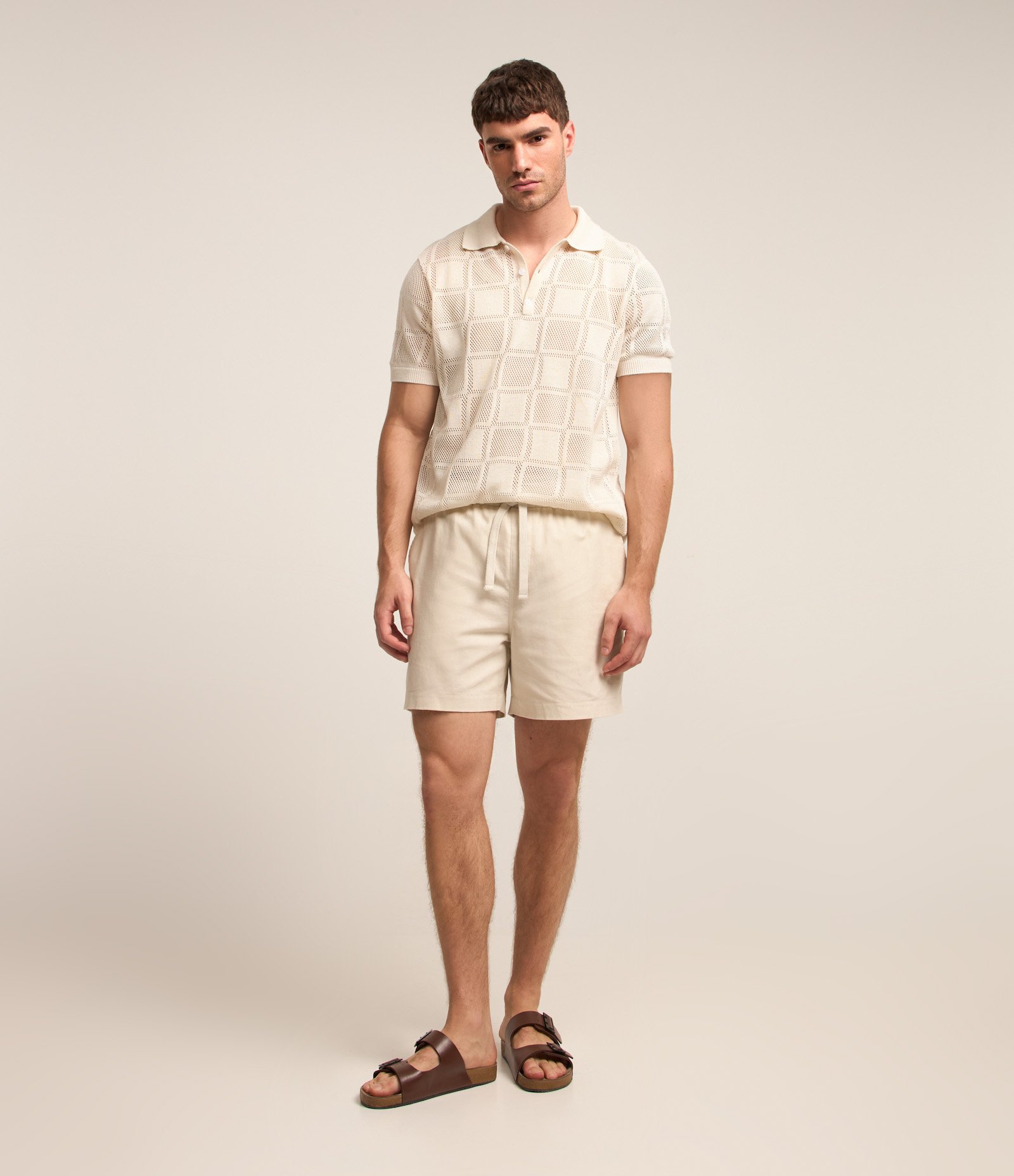 Bermuda em Algodão com Linho e Cós Elástico 1