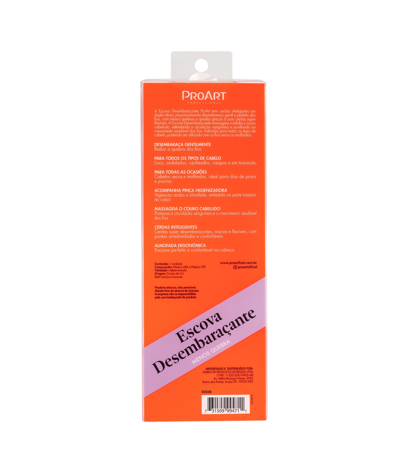 Escova de Cabelo Desembaraçante ProArt Laranja 8