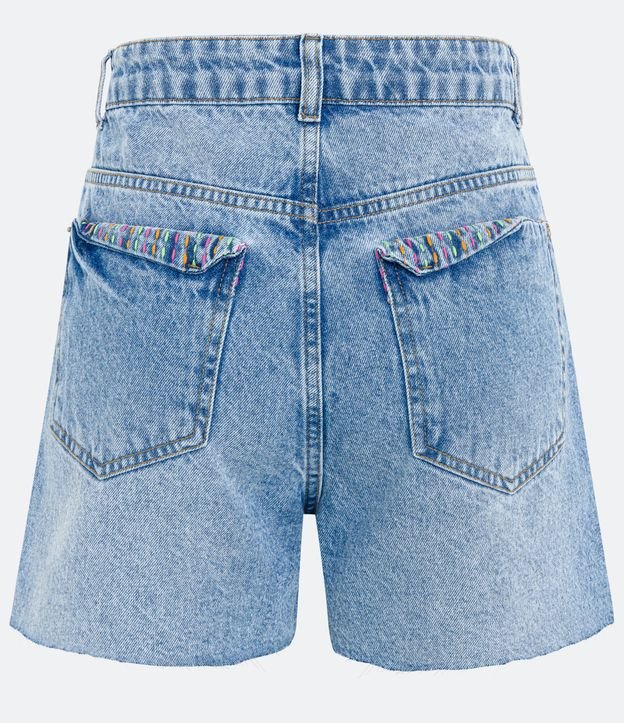Short Cintura Alta em Jeans com Bolsos com Costura Contrastante Azul 6