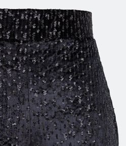 Short Cintura Alta em Paetê com Bolso