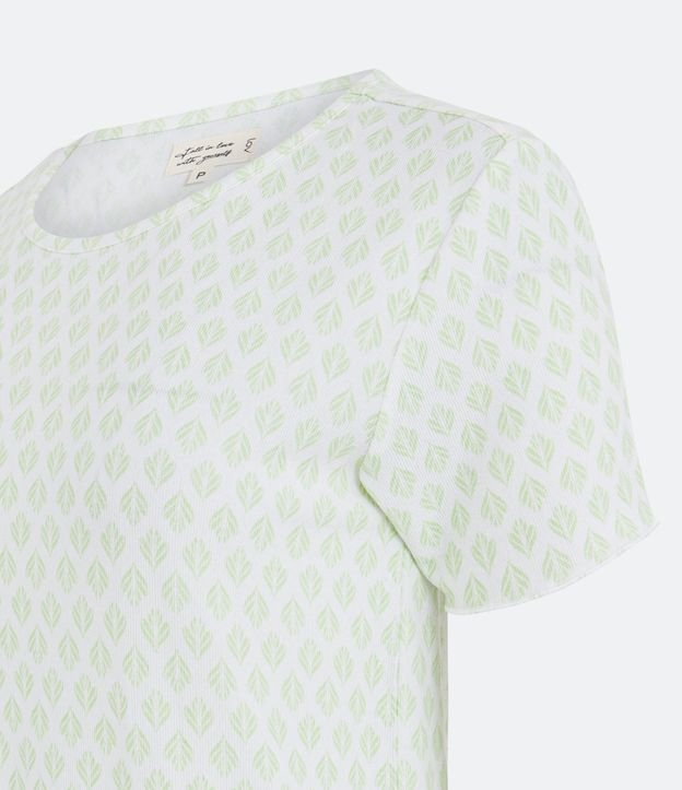 Pijama Curto em Ribana com Estampa Gravataria Branco/ Verde 6