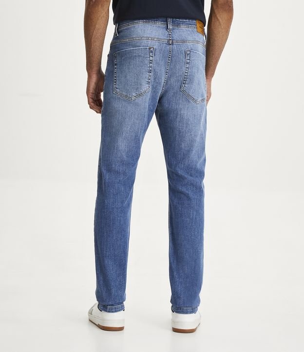 Calça Slim Básica Jeans com Elastano Azul Médio 3