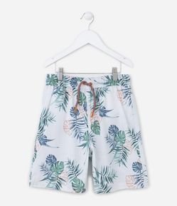 Bermuda Infantil com Estampa de Folhagem - Tam 5 a 14 anos