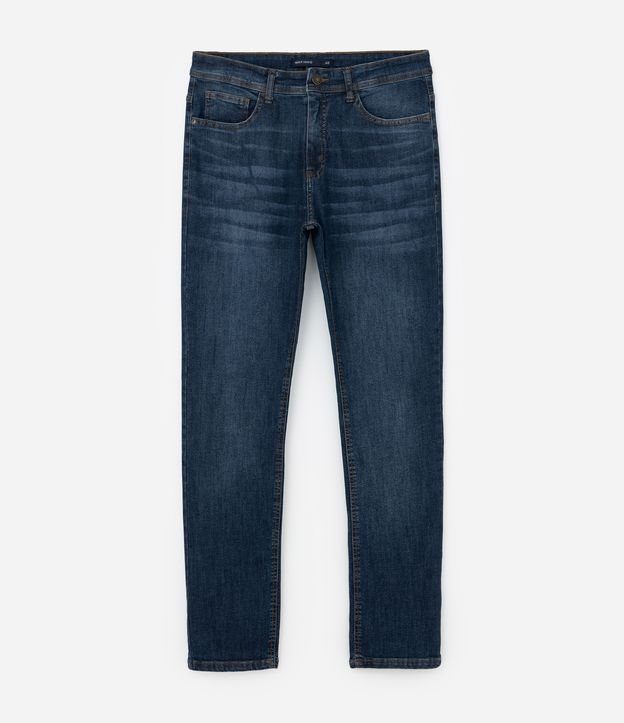 Calça Slim Jeans com Bolsos e Pesponto Contrastante