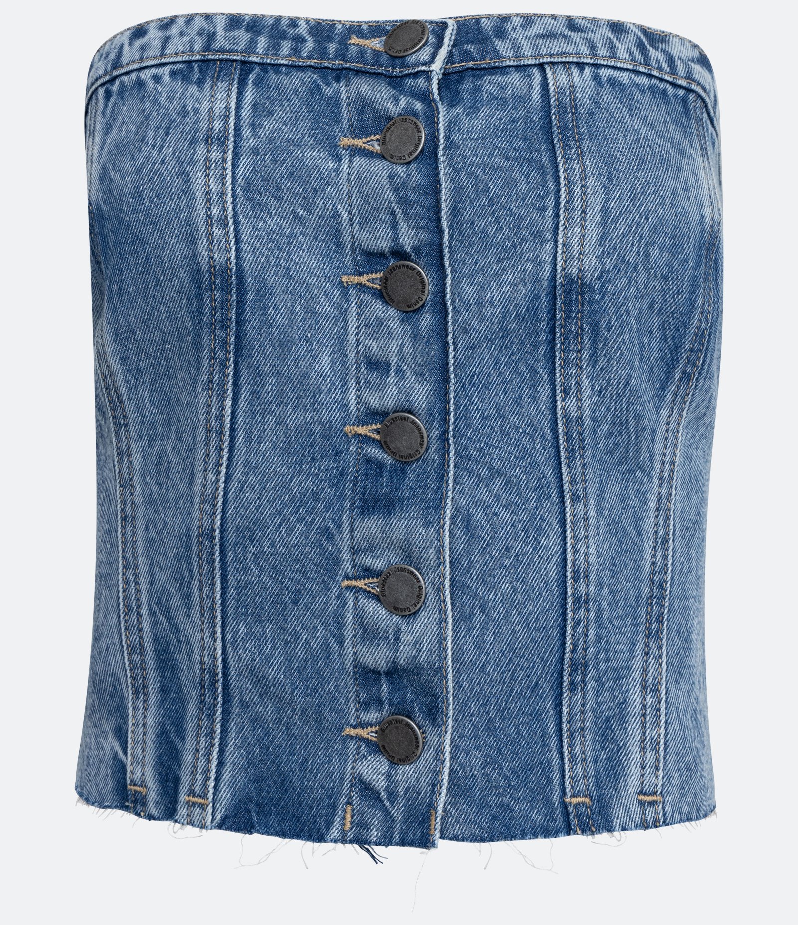 Blusa Tomara que Caia em Jeans com Abotoamento e Lastex 6