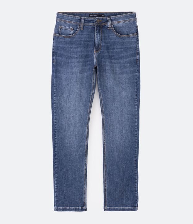 Calça Slim Básica Jeans com Elastano Azul Médio 6