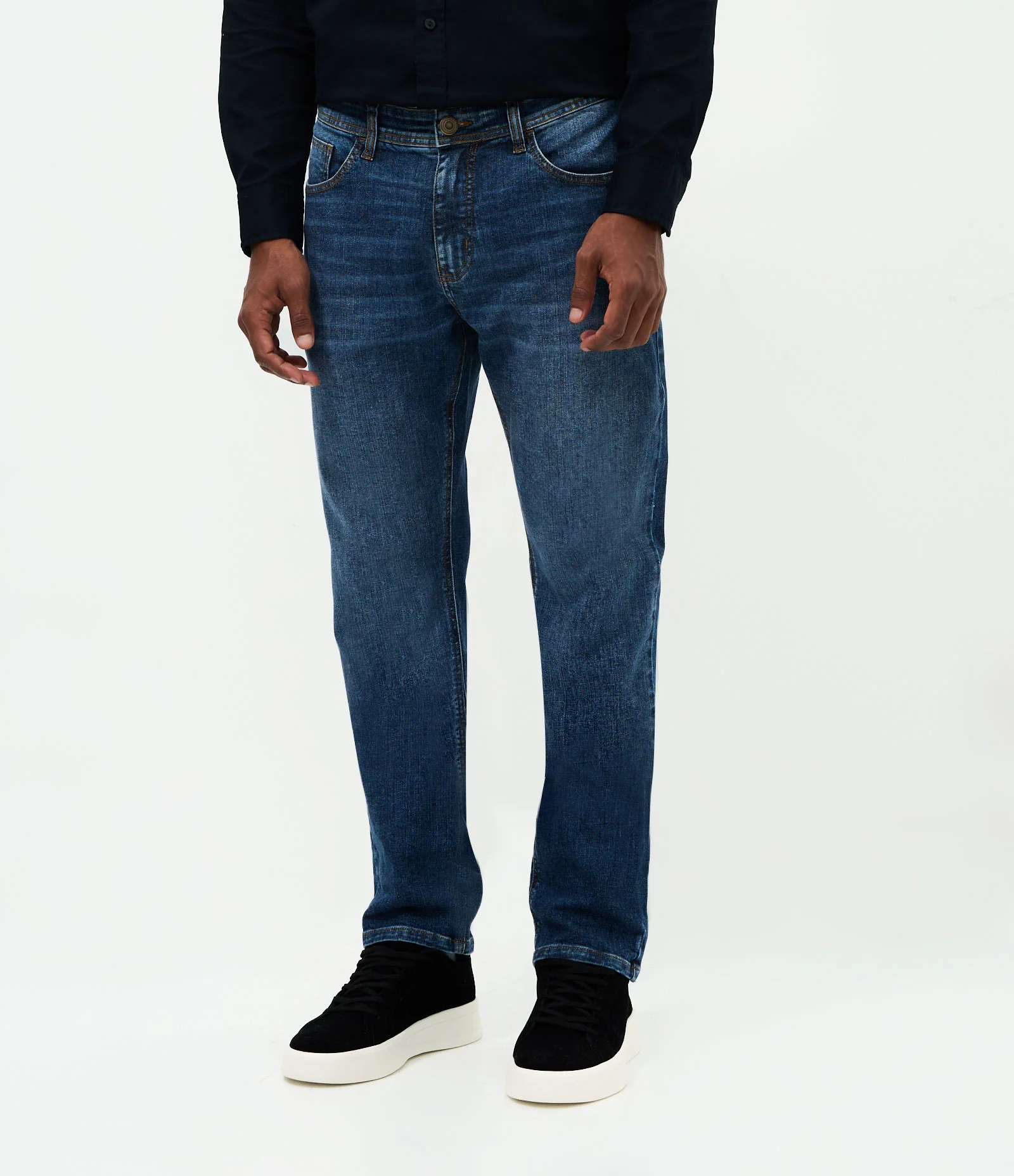 Calça Slim Básica em Jeans Denim Azul Médio 2