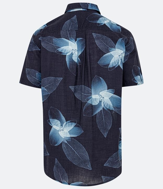 Camisa Comfort em Algodão com Estampa Floral Preto 6