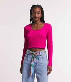 Blusa em Poliamida com Textura Estilo Trançada