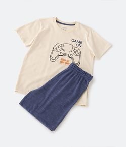 Pijama Curto Infantil com Estampa Controle de Videogame - Tam 5 a 14 Anos