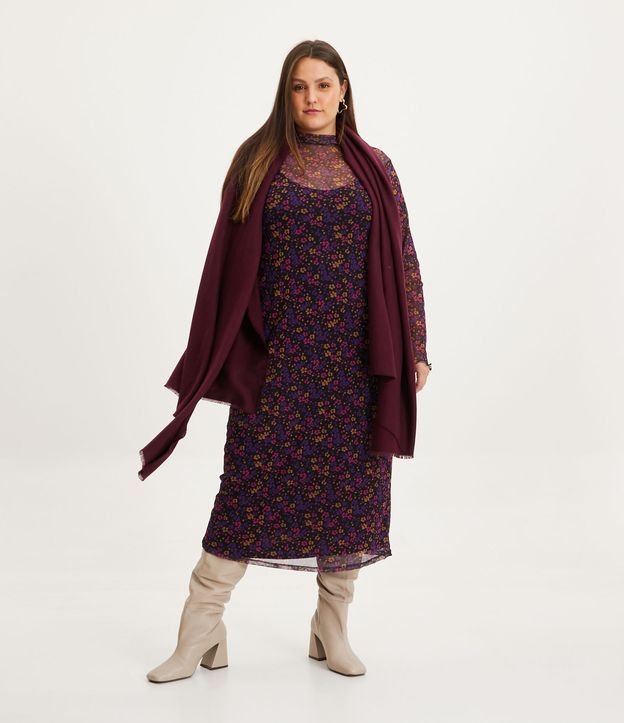 Vestido Midi en Tul con Estampado Floral Curve & Plus Size Negro 1
