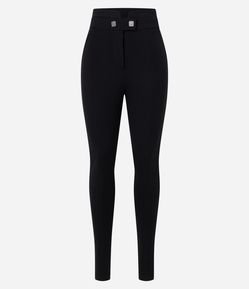 Calça Legging em Ponto Roma com Abotoamento no Cós