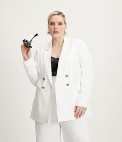 Blazer Alongado em Crepe com Botão Curve & Plus Size