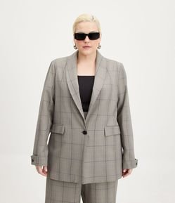 Blazer Alongado em Alfaiataria com Estampa Xadrez  Curve & Plus Size