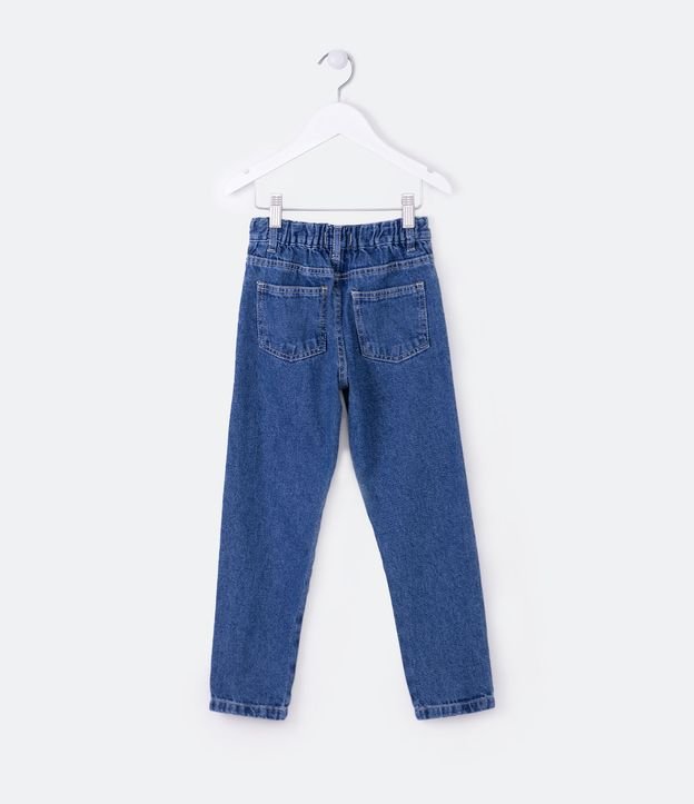 Pantalón Recto Infantil en Jeans Estampado de Mariposas - Talle 5 a 14 años Azul 2