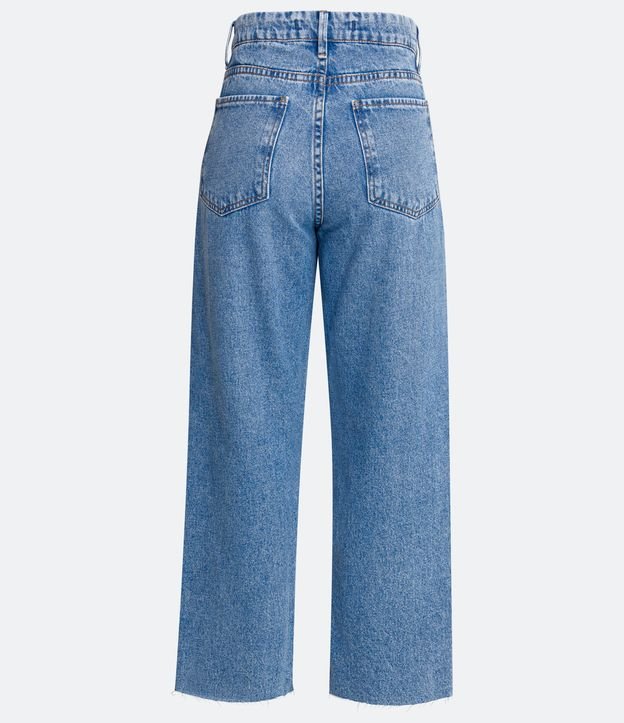 Calça Reta Jeans com Aplicação de Pedrarias Azul 6