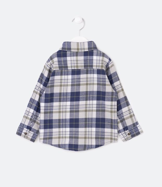 Camisa Infantil Xadrez com Bolsinho no Peito - Tam 1 a 5 Anos Azul/Branco 2