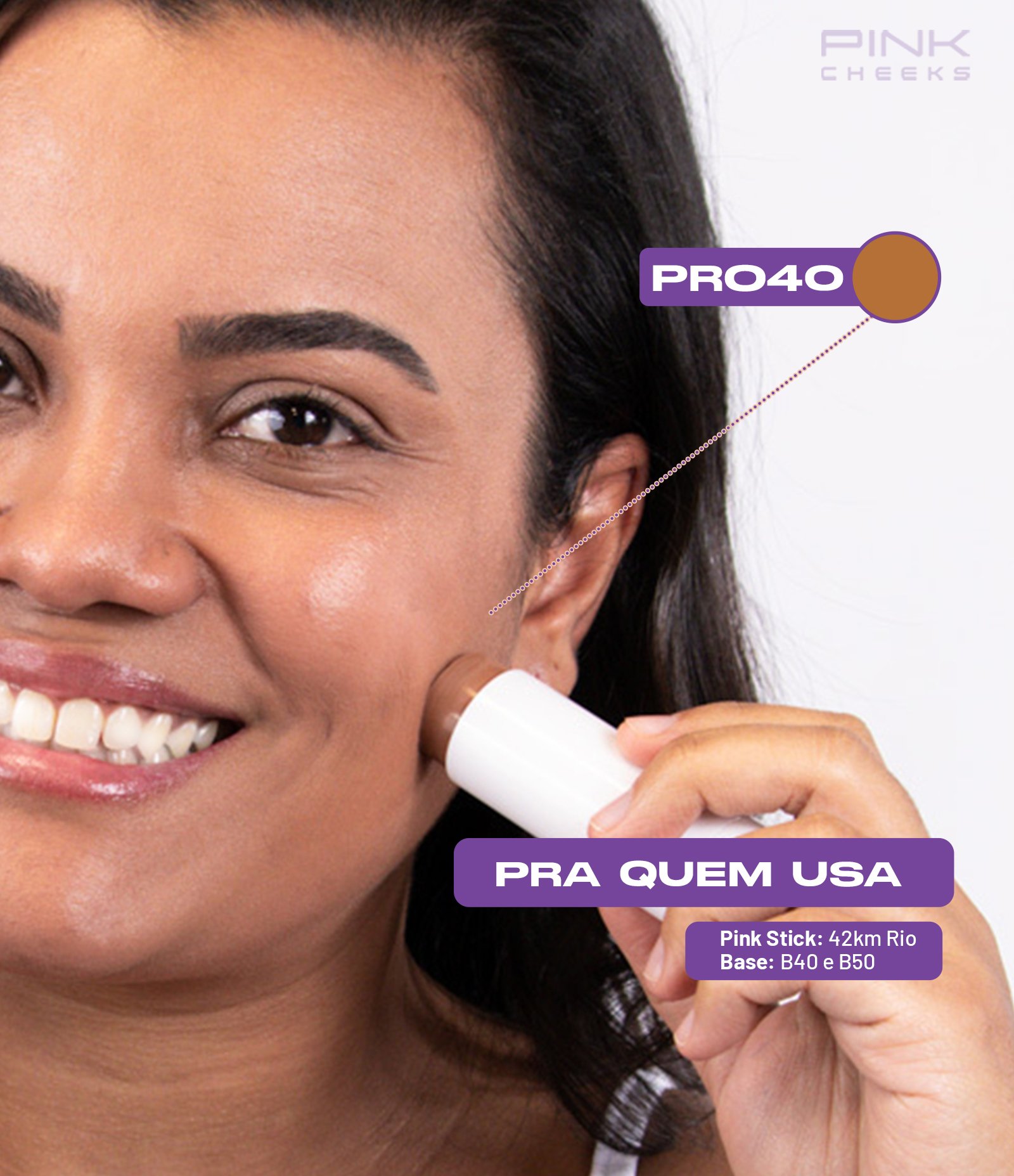 Protetor Solar Facial Multifuncional Pro Stick FPS95 Pro40 Pink Cheeks 14g 3