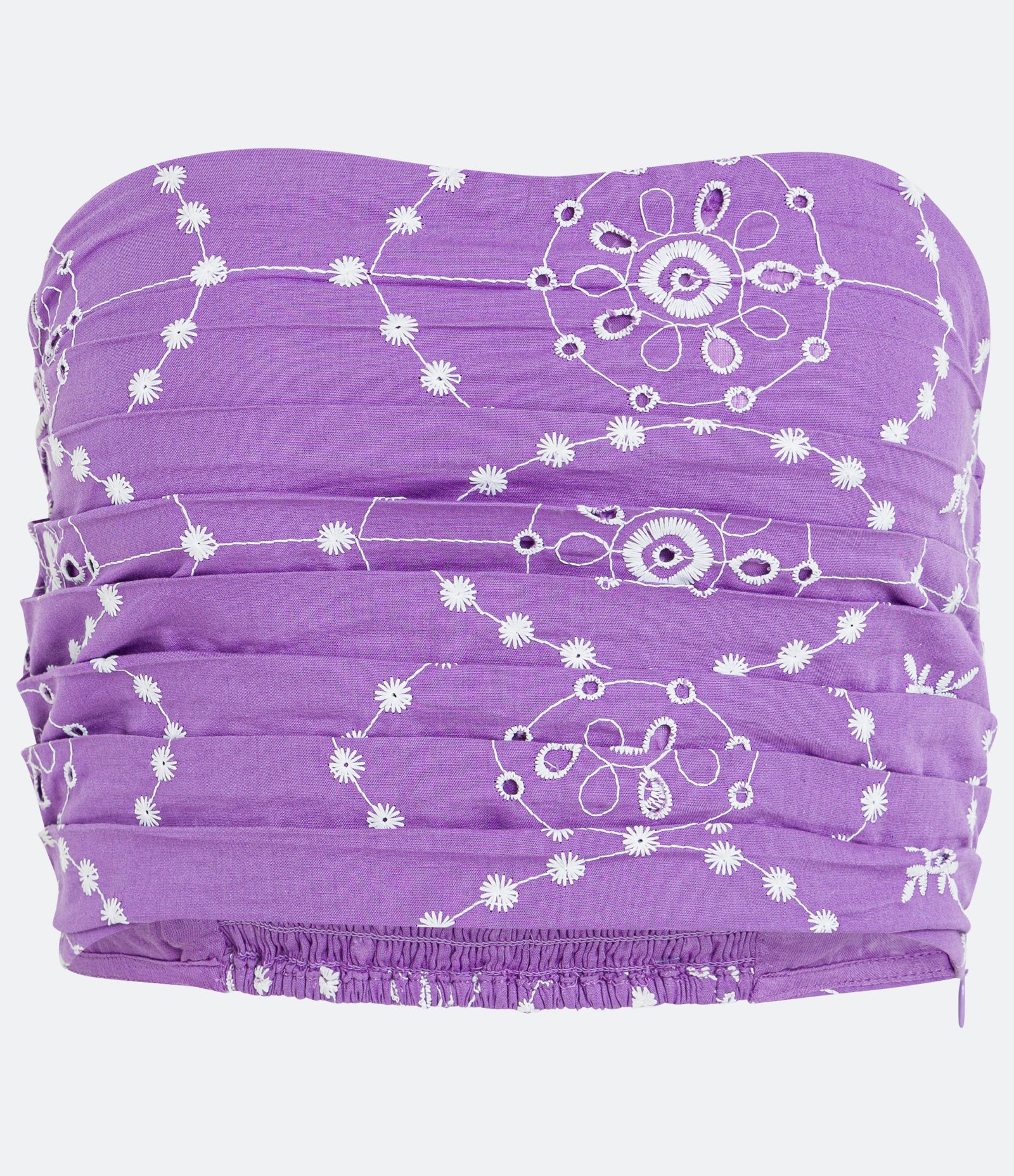 Top Tomara que Caia em Algodão com Bordados Geométricos Lilás 1