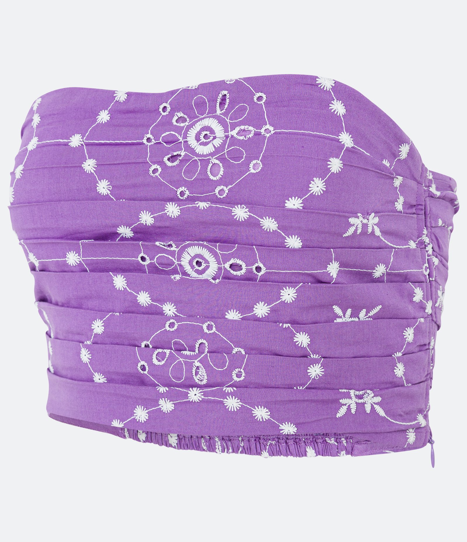 Top Tomara que Caia em Algodão com Bordados Geométricos Lilás 3