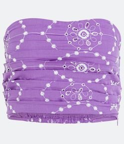 Top Tomara que Caia em Algodão com Bordados Geométricos