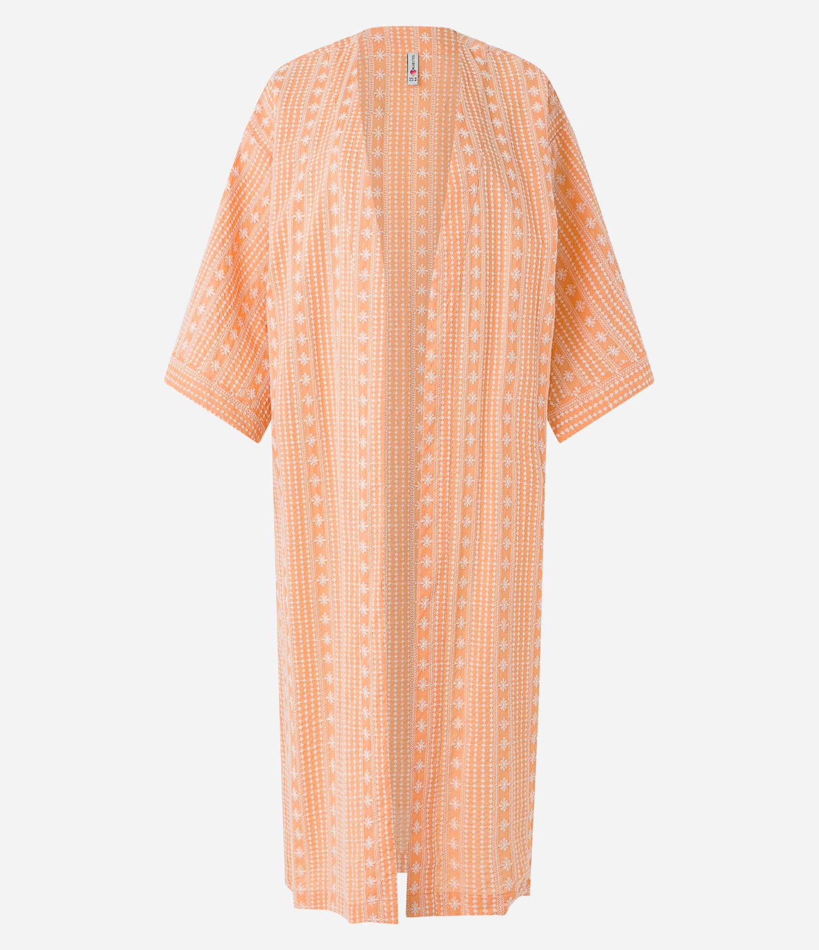 Kimono Longo em Laise com Estampa Boho Laranja 1