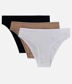 Kit 03 Calcinhas Biquíni em Algodão com Lateral Média Delcotton