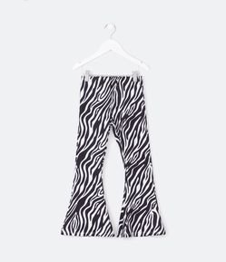 Calça Flare Infantil em Molecotton Estampa Animal Print Zebra - Tam 5 a 14 Anos