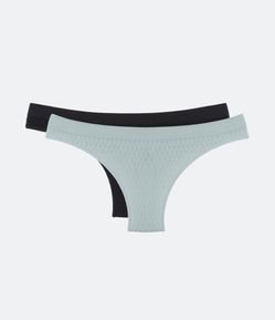 Kit 02 Calcinhas Biquíni Fio em Poliamida com Texturas Quadradinhos