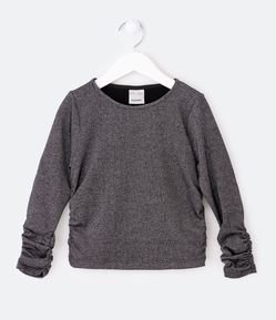 Blusa Infantil Metalizada com Detalhes Franzidos - Tam 5 a 14 Anos