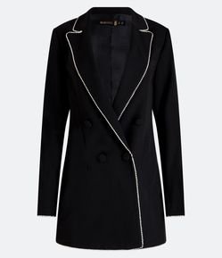 Blazer em Crepe com Listras de Strass na Lapela