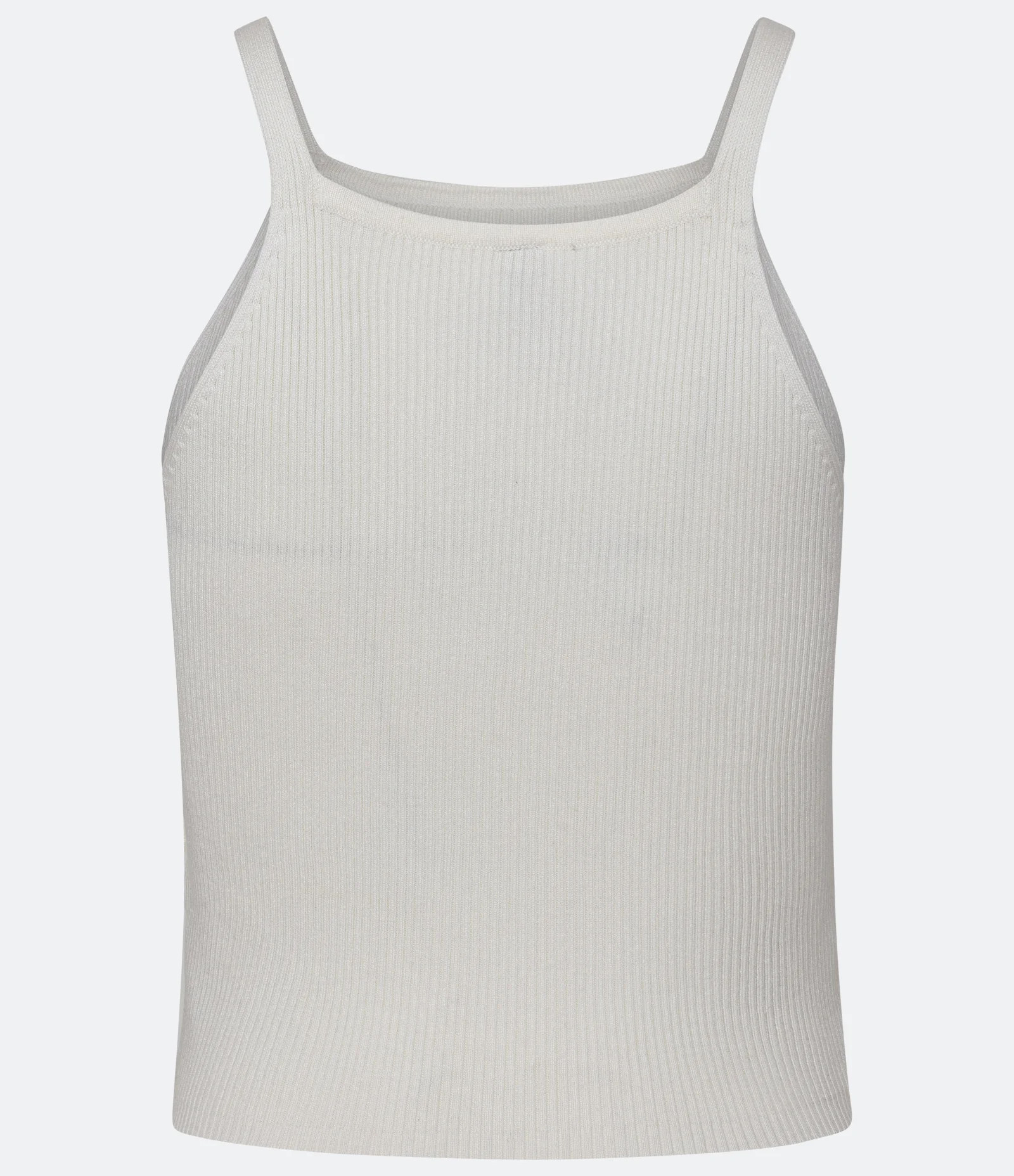 Blusa Curta de Alça em Tricô Canelado Off White 2