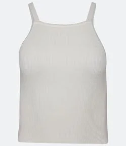 Blusa Curta de Alça em Tricô Canelado