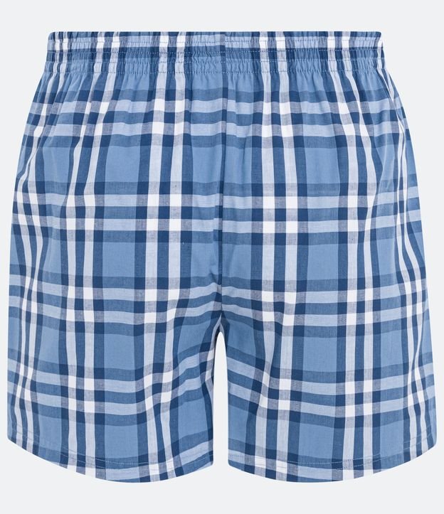Cueca Samba Canção com Estampa Xadrez e Abertura de Botões Azul/ Branco 6