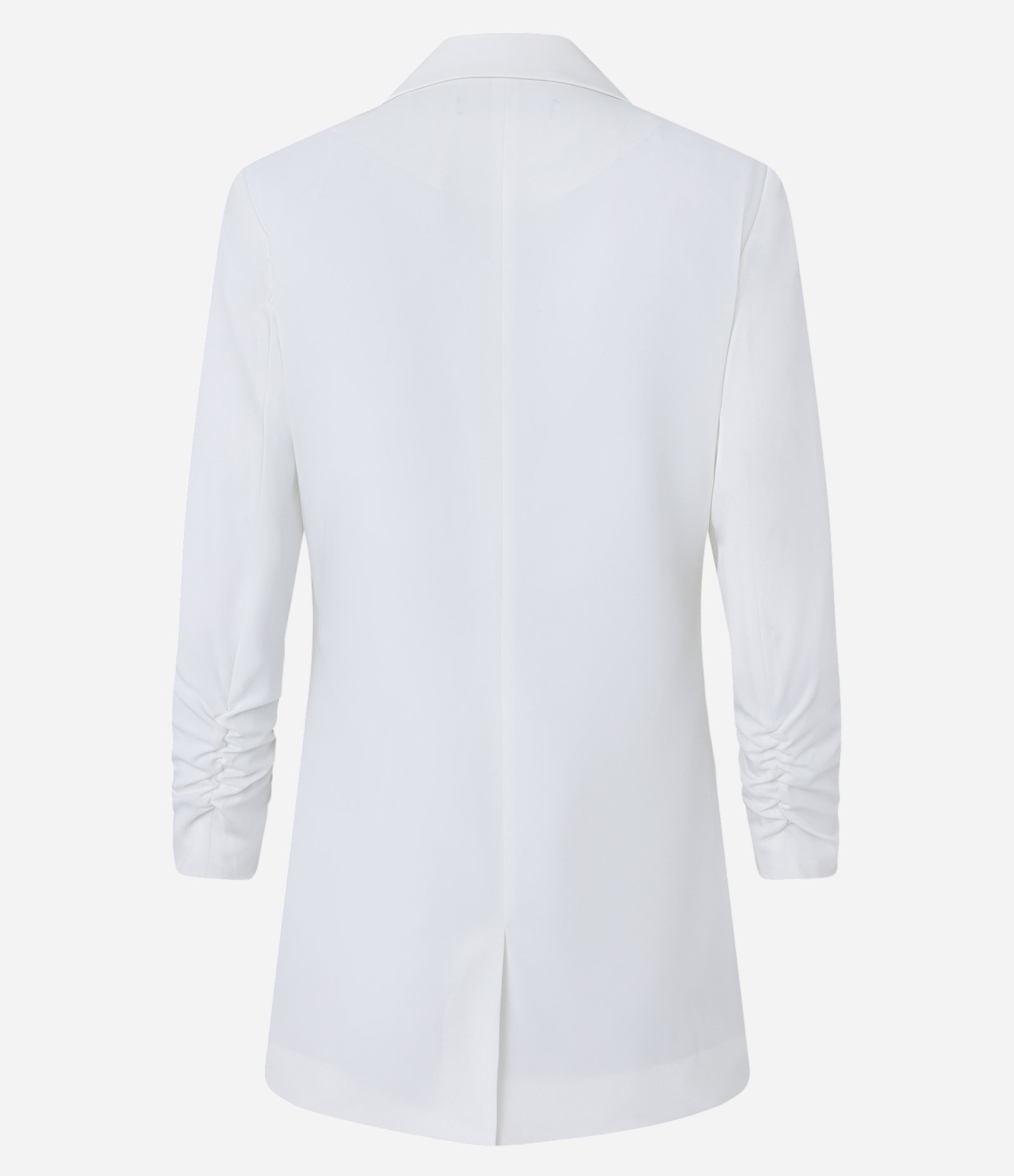 Blazer Longo Alfaiatado em Crepe com Manga Enrugada Branco 6