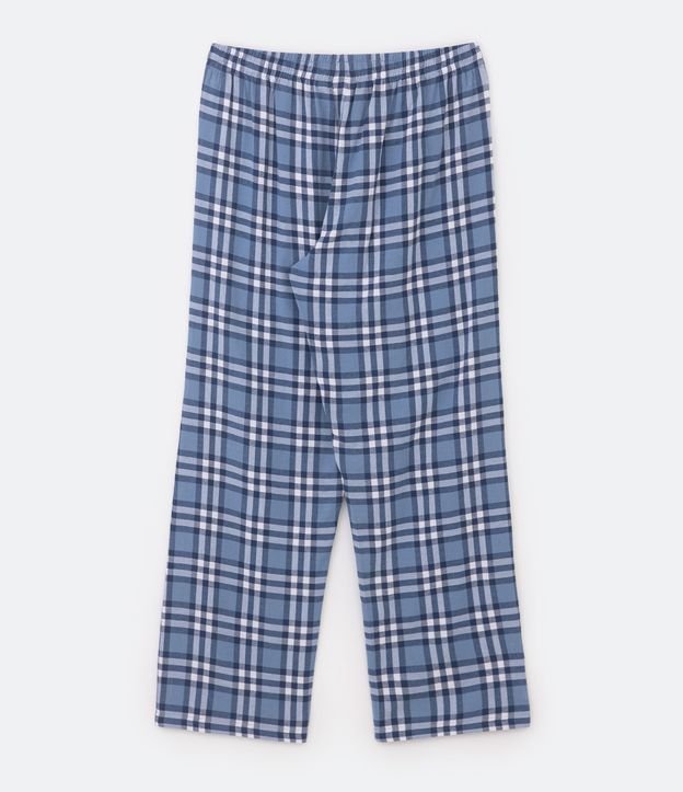 Calça de Pijama em Algodão com Estampa Xadrez Azul 2
