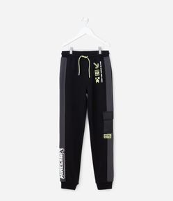 Calça Moletom Infantil com Estampa do Minecraft - Tam 5 a 14 anos