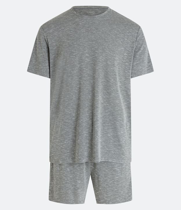 Pijama Curto em Malha Flamê com Efeito Mesclado Cinza Esverdeado 6