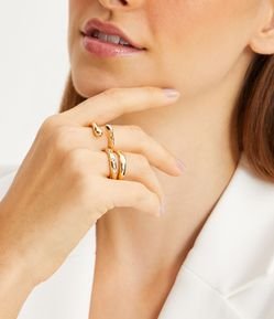 Kit 03 Anillos en Metal con Abertura y Strass Tachonado