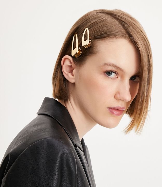 Kit 02 Pinza para el Pelo en Metal Hueco Dorado