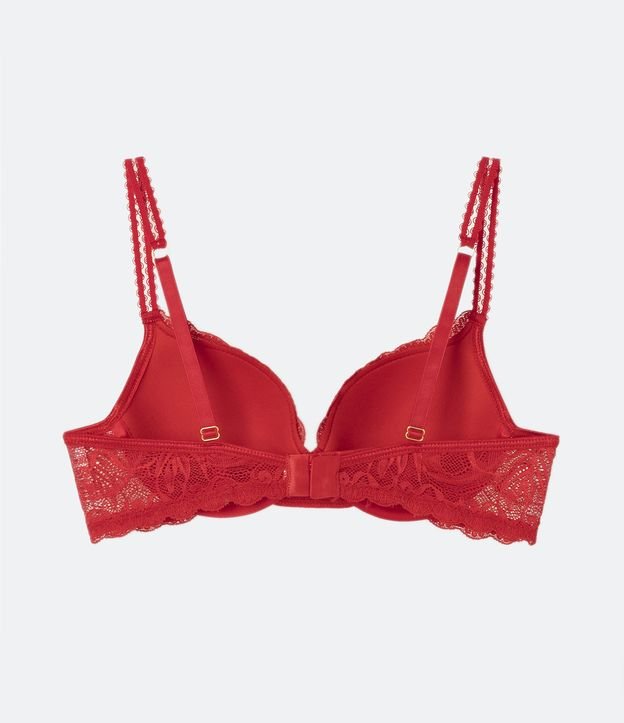 Soutien Push-Up en Encaje con Relleno y Tirante Ajustable Diferenciado Rojo 6