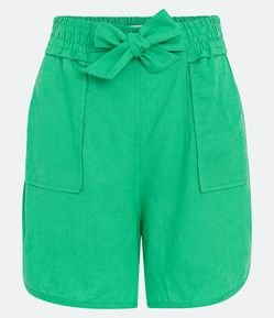 Short Runner Cintura Média em Viscolinho com Laço no Cós